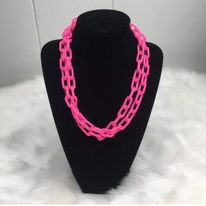 Vintage 80s Neon Pink Plastic Chain Link Necklace